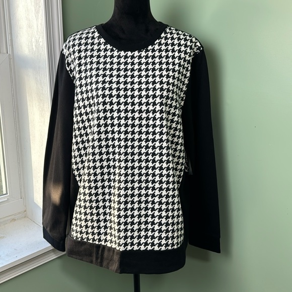 Kim Rogers Tops - NWT, Kim, Rogers, hounds tooth, print sweatshirt, XL